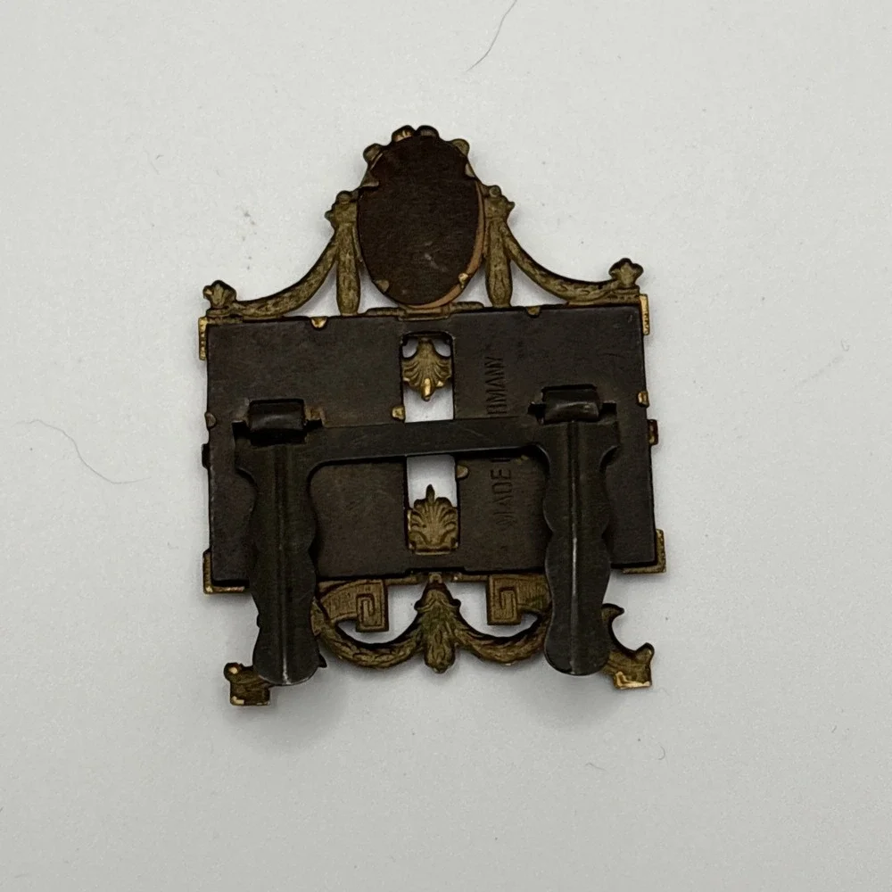 Antique German Gilt Brass Miniature Devotional Alter Frame 2.5